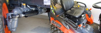 Při práci ve stísněných prostorech přijde vhod minimální poloměr otáčení traktoru. Ovládací prvky u modelu B2261 jsou barevně odlišeny, oranžové jsou určeny pro pojezd, žluté pro vývodové hřídele a černé pro hydrauliku 