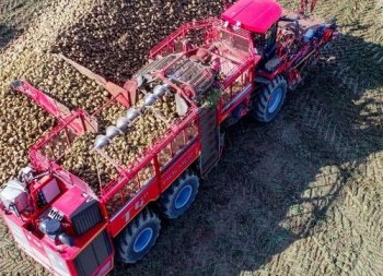 Pomocí automaticky řízeného a přepínatelného zásobníkového šneku je řepa v zásobníku optimálně rozdělována a stav naplnění je monitorován dvěma ultrazvukovými čidly