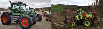 Fendt chvíli vyráběl model Xylon - vlevo. Firma Werner Forst- und Industrietechnik vyrábí vozidlo WF Trac na základě MB-Tracu dodnes - vpravo . Zdroj foto - tisková zpráva Fendt a Werner Forst- und Industrietechnik