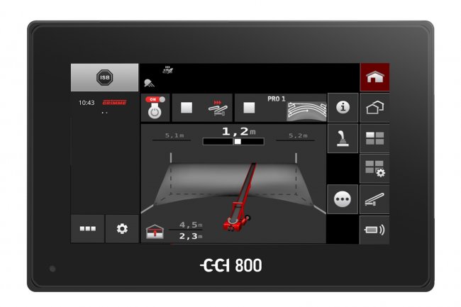 Všechny funkce dopravníků Grimme lze obsluhovat na dotykovém terminálu CCI 800.