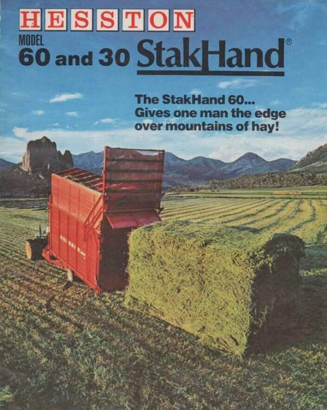 V roce 1970 byl na trh uveden Hesston StackHand 60, první stohovač volně loženého sena na světě.