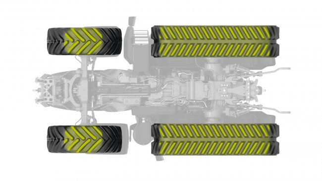 Díky velké styčné ploše může CLAAS AXION 900 TERRA TRAC přenést svoji tažnou sílu efektivně na půdu při maximální trakci.