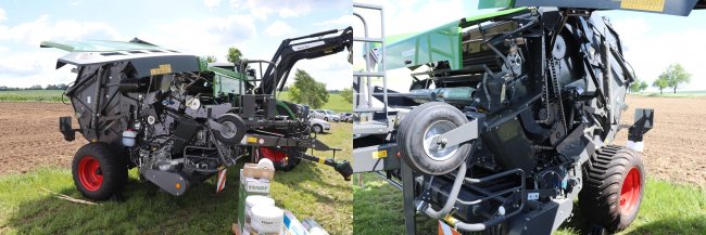 Lis Fendt Rotana 160 V má pohonné systémy po obou stranách – z pravé strany je poháněn sběrač a vkládací ústrojí, z levé strany jsou poháněny pásy.