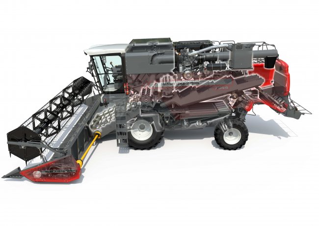 Tři nové modely sklízecích mlátiček Massey Ferguson Activa s výkonem od 185 do 260 koní sdílejí podobné mláticí ústrojí s mláticím bubnem a košem.