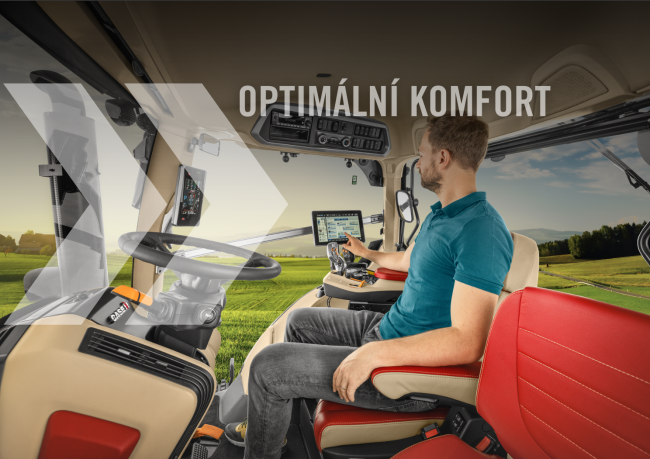 Case IH Optum AFS Connect používá nejmodernější verzi kabiny velkých traktorů Case IH.