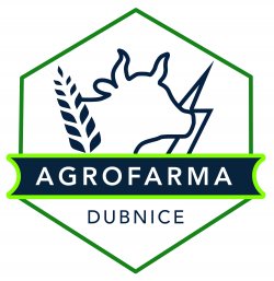 Logo společnosti AGROFARMA DUBNICE s.r.o. graficky ztvárňuje kombinaci rostlinné a živočišné výroby spolu s výrobu elektřiny a tepla z obnovitelných zdrojů.