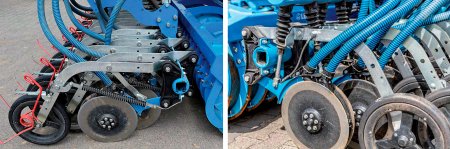 Botky jsou individuálně zavěšeny pomocí paralelogramu. Vlevo varianta s mechanicky nastavovaným přítlakem (až 45 kg), vpravo hydraulická (až 70 kg).