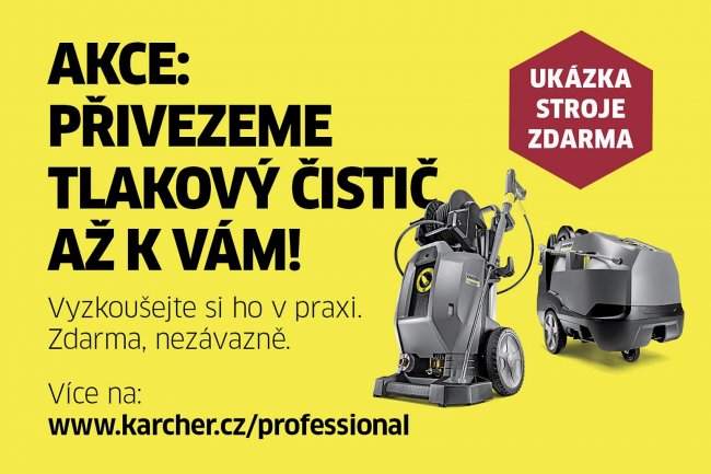 Kärcher si pro zájemce o vysokotlaké mytí vozidel, strojů, výroben, dílen, zemědělské techniky i fasád připravil speciální akci. Pomůžeme vybrat model přesně na míru Vašemu provozu, stroj přivezeme a předvedeme - vše zdarma!