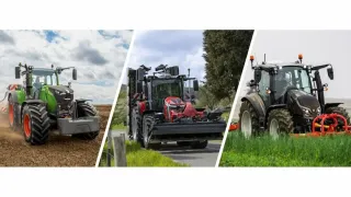 Srovnání traktorů Fendt a Massey Ferguson na fotografii