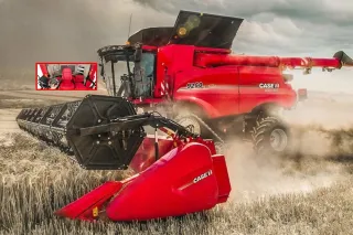 Sklízecí mlátička Case IH při sklizni pšenice