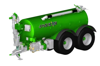 Zelená cisterna Joskin X-TREM na šedém pozadí