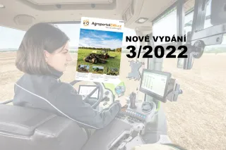 Grafika nového vydání časopisu Agroportal24h 3/2022 s obsluhou traktoru.