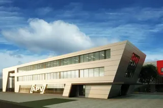 Vizualizace nové kancelářské budovy společnosti APV.