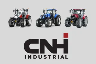 Grafika CNH Industrial se třemi traktory