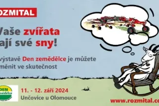 Pozvánka firmy Rozmital na výstavu Den zemědělce s ilustrací kozy.