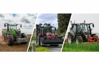 Srovnání traktorů Fendt a Massey Ferguson na fotografii