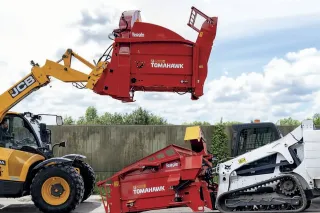 Rozdružovače balíků Teagle Tomahawk 6100H (na smykáči) a 6200H (na teleskopickém manipulátoru)