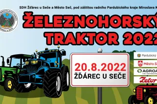 Plakát akce Železnohorský traktor 2022 s datem 20. srpna ve Žďárci u Seče.