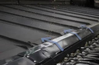 Detail ventilátoru na žací liště sklízecího stroje