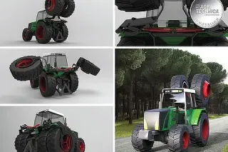 Grafické zobrazení systému dvojitých kol traktoru
