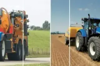 Koláž traktorů New Holland při práci