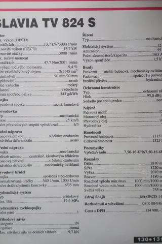 Slavia TV 824 - technické specifikace a cena v roce 1994