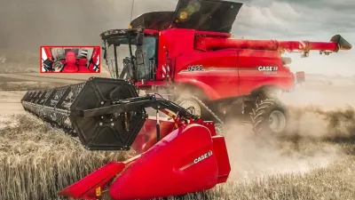 Sklízecí mlátička Case IH při sklizni pšenice