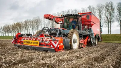Čtyřřádkový sklízeč brambor Dewulf Enduro na poli