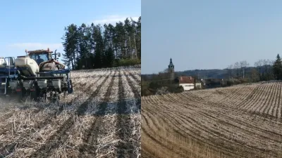 Setí Kinze u obce Putim do pásů zpracované půdy technologií Strip Till. Zdroj foto - tisková zpráva P&amp;L