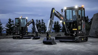 Kompaktní rypadlo Bobcat ve venkovním areálu