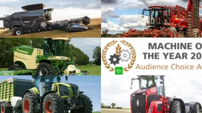 Koláž zemědělských strojů v soutěži Machine of the Year 2018