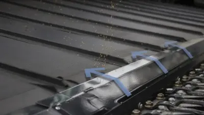 Detail ventilátoru na žací liště sklízecího stroje