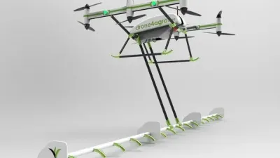 Dron pro postřik rostlin na bílém pozadí