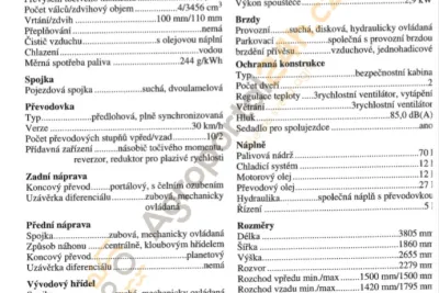 Technická data a ceny traktorů Zetor z 90. let minulého století