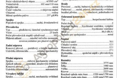 Technická data a ceny traktorů Zetor z 90. let minulého století