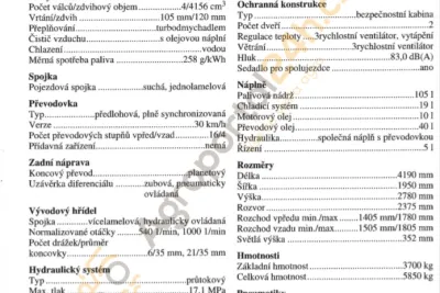 Technická data a ceny traktorů Zetor z 90. let minulého století