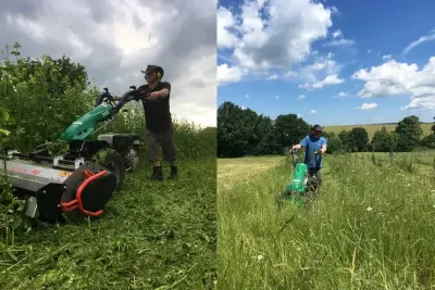 Při mulčování a sečení vzrostlé trávy na květinové farmě, zdroj foto - Pavel Měska