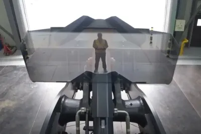 Vizualizace průhledné lžíce nakladače Doosan