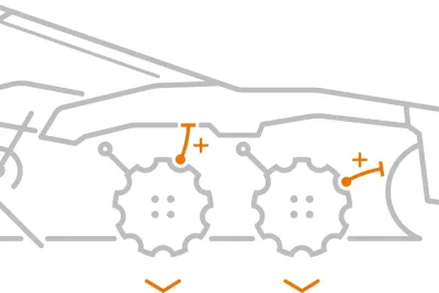 Koncepce Smart Frame System umožňující snadné nastavení pracovní hloubky. Rám stroje zůstává vždy rovnoběžný s půdou.