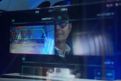 Bobcat představil koncept elektrického teleskopického manipulátoru. Na okně má obří průhledný displej.